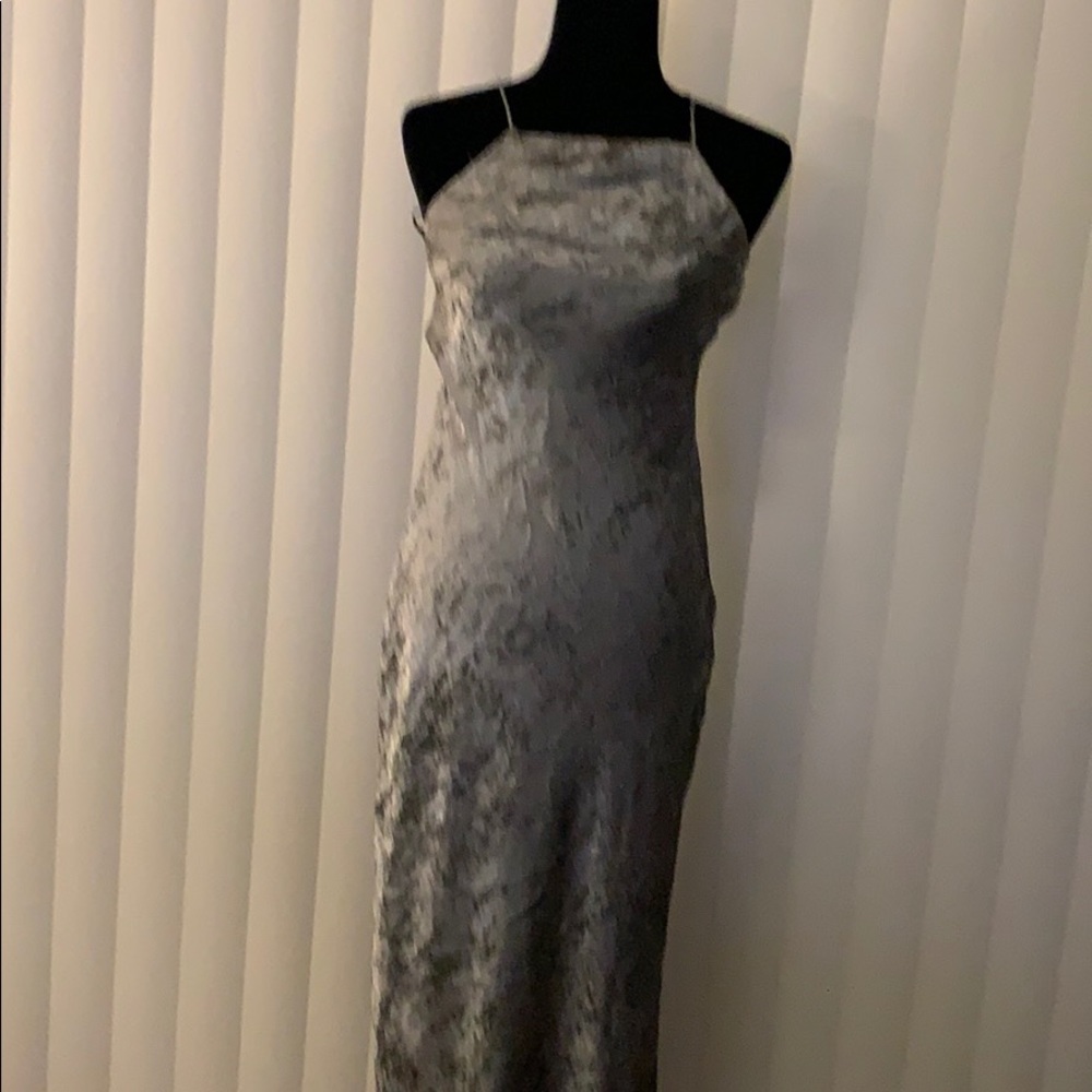 Gray Metallic Evening Dress
